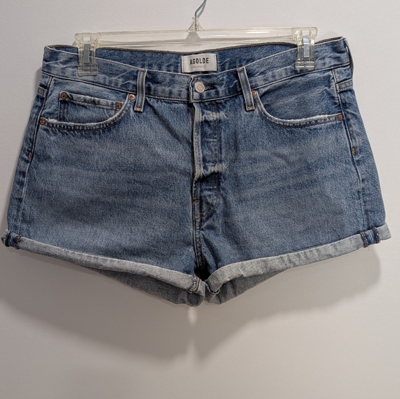 Agolde Pants - AGOLDE Shorts Parker Long Denim Jean Medium Wash Organic Cotton Size 31